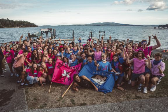 Cheering students after a win in an inter house competition