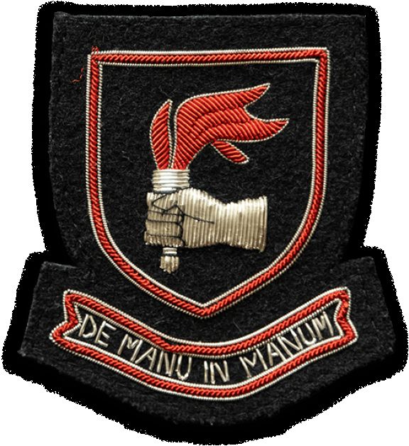 The Brentwood crest in embroidery
